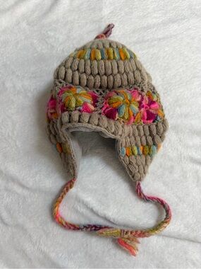 Nirvanna Designs Handcrafted Nepal Wool Floral Earflap Hat Fleece Lined